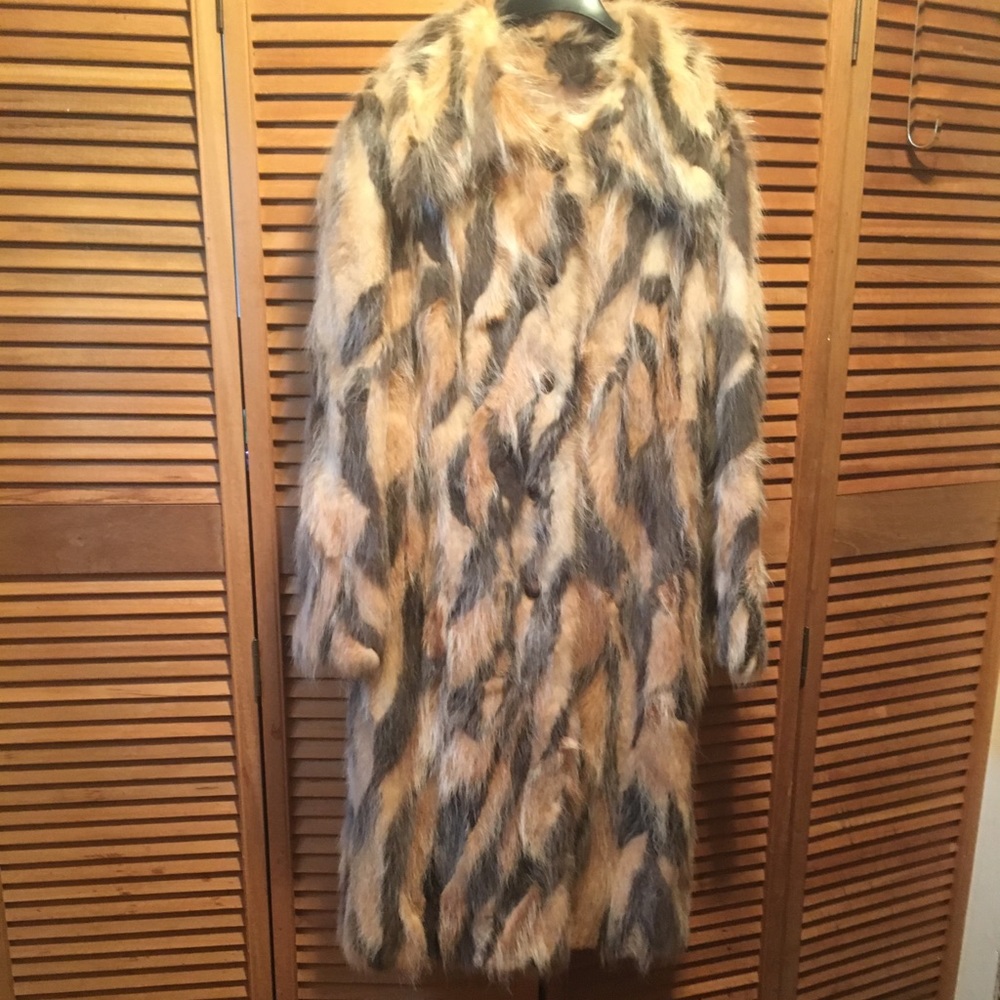 Jesse Green Multicolored Genuine Fox Fur Coat